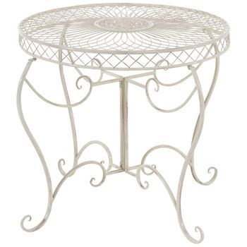 Mesa De Jardin Sheela Metal Crema Antiguo Ø 90 Cm Clp