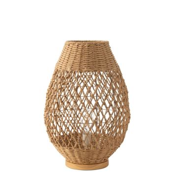 Lámpara de sobremesa de metal y madera beige 38x38x54.5 cm