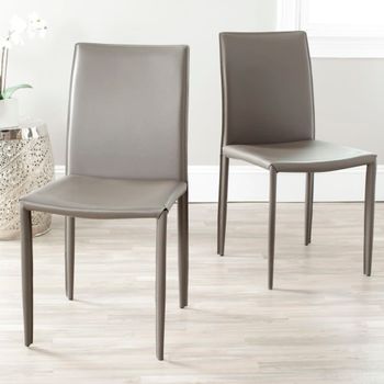 Set de 2 sillas de comedor en cuero aglomerado, gris