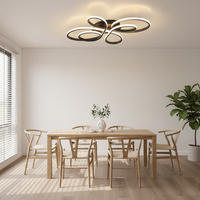 nettlife lampara de techo led regulable grande 100cm salon 90w negro moderno con mando a distancia