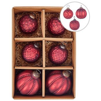 Conjunto De 6 Bolas De Navidad De Cristal Hechas A Mano Adornos Para Colgar Del Árbol De Navidad Rojo Argentin