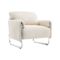 sillon vintage de pana con estructura cromada blanco roto