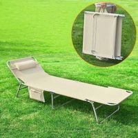 tumbona inclinable de acero plegable beige