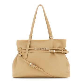 bolso de compras con efecto piel granulada taupe
