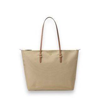 Lauren Ralph Lauren para mujer. 431950007003 Bolso tote Keaton grande de nailon beige (OSFA), Casual, Nylon