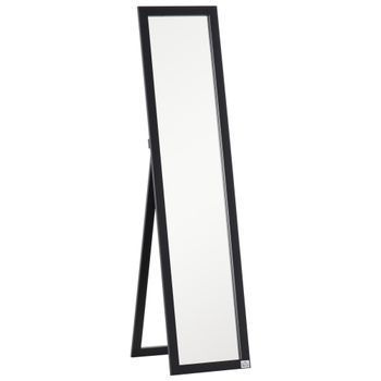 HOMCOM Espejo de Cuerpo Entero Espejo de Pie o de Pared de Estilo Moderno para Pasillo Dormitorio 37x48x152 cm Negro   Aosom España