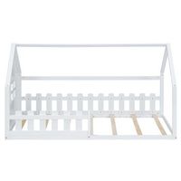cama-cabina para ninos 90x200cm con forma de casita en madera de pino y mdf blanco