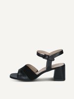 caprice heeled sandal black made of leather with trapeze heel size 36