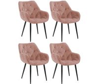 set de 4 sillas tanna de salon en terciopelo rosa 62x58x83 cm