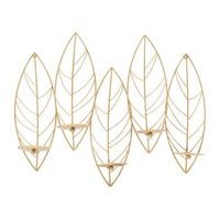 portavelas de pared de metal dorado 66x14x56 cm
