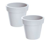2x maceta de plastico lofly en color blanco 134 largo x 134 ancho x 12 alto cm
