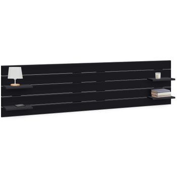 Dhome Cabecero Con Estantes De Madera Reciclada Dm Colgante Pared Estilo Palet Horizontal Dual Dividido En 2 Piezas Cama 210/220 Vintage Nordico (290cm Dual, Negro Sólido)
