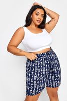 yours pantalones cortos azul marino ikat mujer curvy y tallas grandes yours