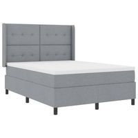 cama box spring led con cabecera gris claro 140 x 200 cm tela vidaxl