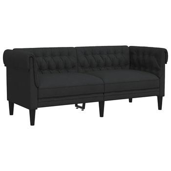 Sofá Chesterfield De 2 Plazas Tela Negro Vidaxl