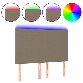Cabecero Con Luces Led Tela Gris Taupe 144x5x118/128 Cm Vidaxl