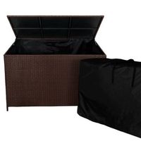 caja de almacenamiento de ratan grande para jardin 138cm baul de exterior 582l  marron