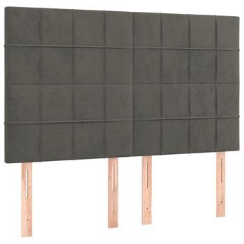 Cabecero Cama Mueble De Dormitorio Con Luces Led Terciopelo Oscuro 144 X 5 X 118/128 Cm Gris M02_0002656