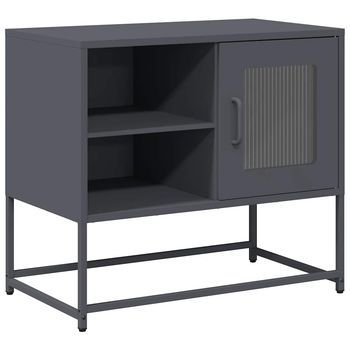 Mueble Para Tv | Mueble De Salón | Mesa De Tv De Acero Gris Antracita 68x39x60,5 Cm