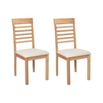 Conjunto De 2 Sillas De Comedor Tapizadas Madera Clara Beige Claro Ortley