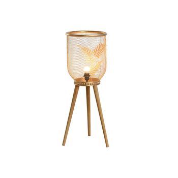 Lampara Sobremesa Metal Pino 32x32x90 Hoja Dorado