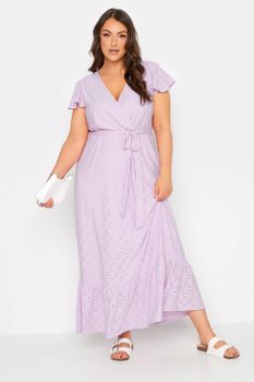 Yours Vestido Largo Lila De Bordados, Mujer Curvy Y Tallas Grandes, Yours