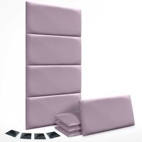 dhome juego de 8 paneles tapizados de polipiel ecologica pack autoadhesivos para pared acusticos absorbentes proteccion lila 50x40cm x8