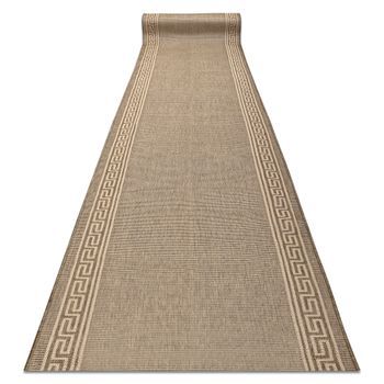 Alfombra De Pasillo Sisal Sion 20446 Marco, Llave Griega Tejido Plano  100x410 Cm