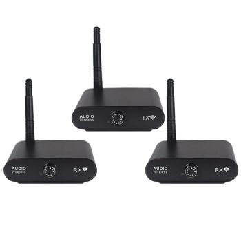 AU2410R2 Transmisor y receptor de audio inalámbrico 1 a 2 15 ms de baja latencia Rango de 100 m Sonido estéreo Hi-Fi Sop