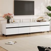sweiko mueble tv 180x40x49 cm brillante 4armarios separaciones regulables 8pies carga 52kg compatible 80 pulgadas