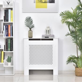 Cubre Radiador Estante De Pared De Mdf Homcom 78x19x82 Cm - Blanco