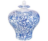 jarron de ceramica  blanco y azul d23x28h cm