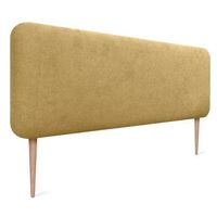 dhome cabecero tapizado liso redondeado tela con patas para pared acusticos cabeceros absorbentes cabezal cama dormitorio mostaza 135cm