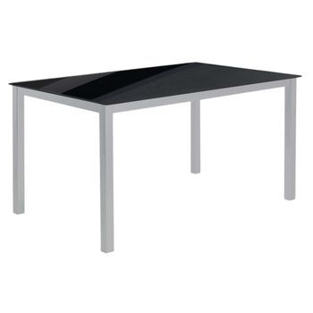 Mesa Fija Cristal Cadell Estructura Metal 140x90 Cm - Negra