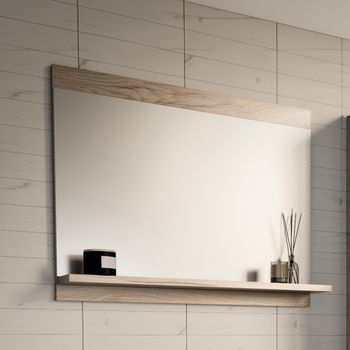 Espejo De Pared Krildihana Con Estante 60x50x12 Cm - Efecto Roble [en.casa]