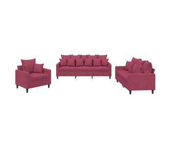 Vidaxl juego de sofás con cojines 3 piezas terciopelo rojo tinto