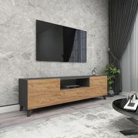 mueble de tv torsby con 3 puertas aglomerado 140x30x46cm antracita  roble encasa