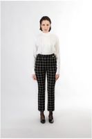 pantalon cropped de campana en tejido jacquard multiblack plaid