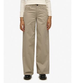 Superdry para mujer. W7011313A Pantalón Chino Baggy beige (29/32), Casual, Algodón