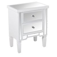 mesa de noche maderaespejo con  2 cajones blanco