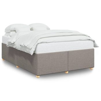 Cama De Matrimonio | Cama De Adulto | Cama Sin Colchón Tela Gris Taupe 160x200 Cm