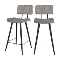 set de 2 taburetes para isla de cocina de cuero sintetico gris 66 cm