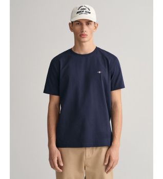 Gant para hombre. 2003184 Camiseta Regular Fit Shield marino (L), Casual, Algodón, Manga corta, Sostenible