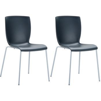 Set De 2 Sillas Apilables Mio Plástico Negro 60x47x80 Cm Clp