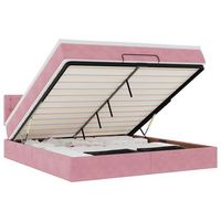 estructura cama otomana con colchon terciopelo rosa 180x200 cm vidaxl