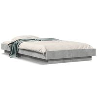 cama individual  cama para adultos  estructura de cama con luces led madera gris hormigon 90x200 cm