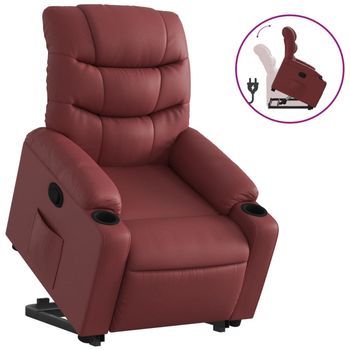 Sillón Reclinable Elevable Cuero Artificial Rojo Tinto Vidaxl