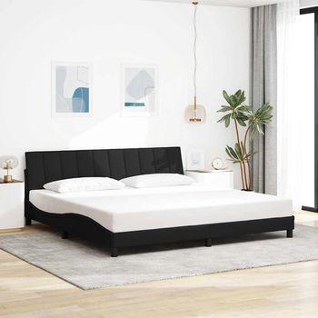 Cama Matrimonial | Cama Para Adultos | Cama Sin Colchón Tela Negro 200x200 Cm Cfw828940