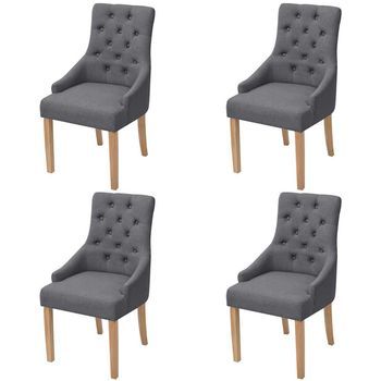 Vidaxl Sillas De Comedor Giratorias 4 Unidades Tela Gris Oscuro