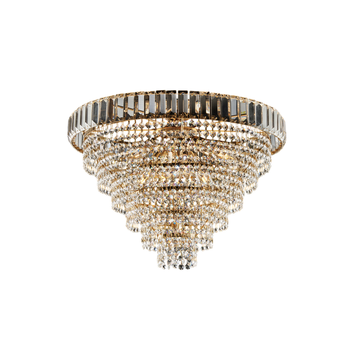 Lámpara De Techo Vladimir En Hierro Y Latón Dorado Con Pedrería 6 Luces H.40 Ø51 Bl263-pl6-or